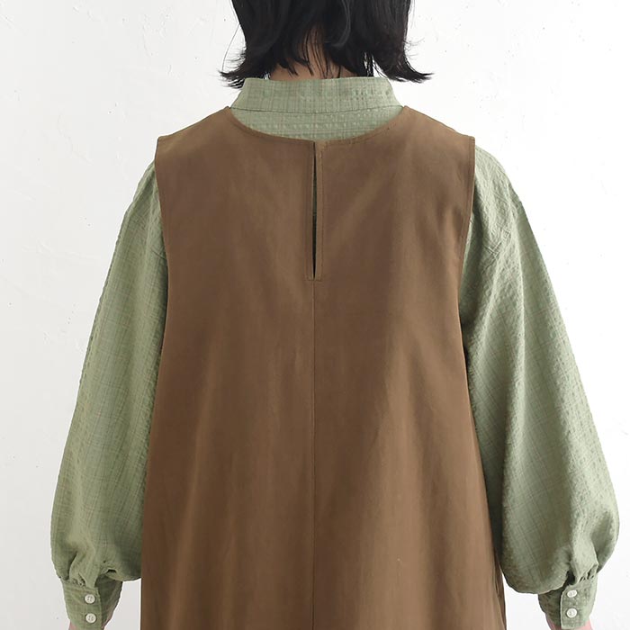 ジャンパースカート Vネック コットンツイル 綿100％ earth_eco_loco  ワンピース 秋 冬 30代 40代 50代 26AW0904, | earth_eco_loco | 17