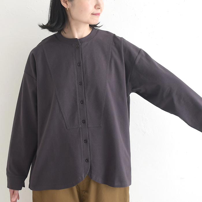 シャツ仕立ての綺麗見えカットソー ストレッチコットン earth_eco_loco  レディース 秋 冬 26AW0910, | earth_eco_loco | 19