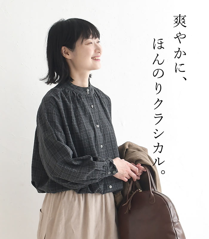 早割10％OFFクーポン ブラウス 綿レーヨンリップル earth_eco_loco  秋冬 30代 40代 50代 26AW0821, | earth_eco_loco | 04