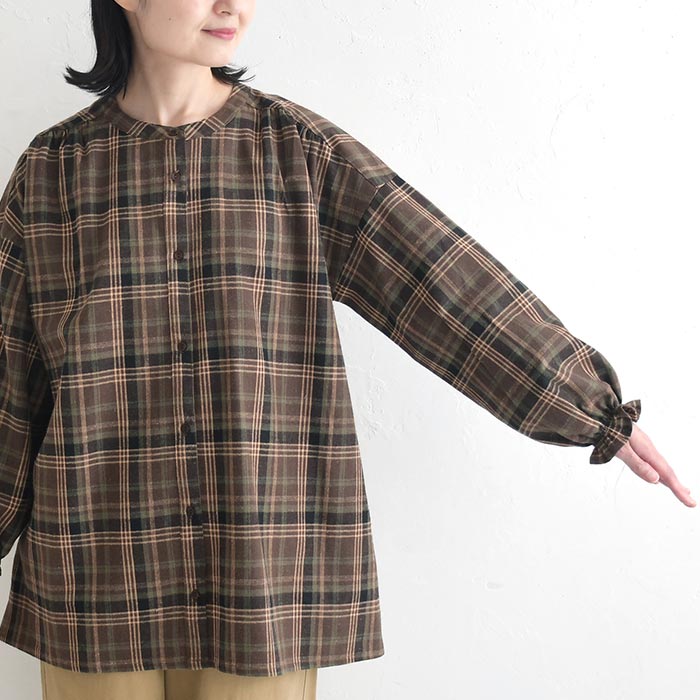 チュニックブラウス 微起毛 コットンチェックearth_eco_loco  秋冬 26AW1009, | earth_eco_loco | 16