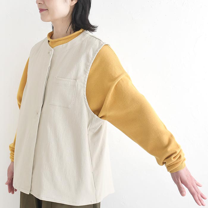 ベスト コットンストレッチツイル 前開き 長め丈 earth_eco_loco  レディース 秋 冬 26AW0910, | earth_eco_loco | 17