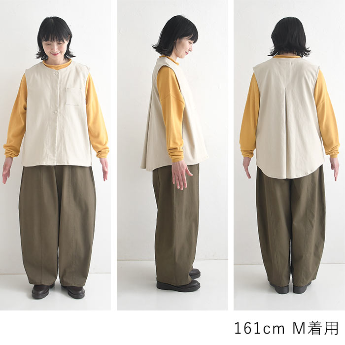 ベスト コットンストレッチツイル 前開き 長め丈 earth_eco_loco  レディース 秋 冬 26AW0910, | earth_eco_loco | 20