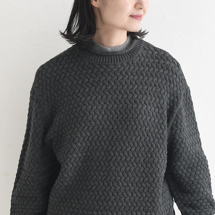 コットンニット プルオーバー 変わり編み earth_eco_loco  秋冬 冬 26AW1014, | earth_eco_loco | 14