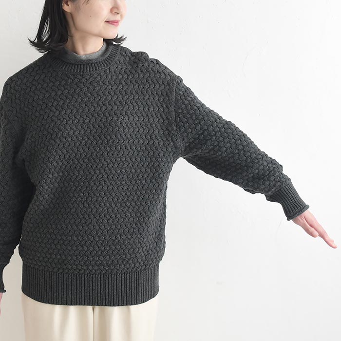 コットンニット プルオーバー 変わり編み earth_eco_loco  秋冬 冬 26AW1014, | earth_eco_loco | 16