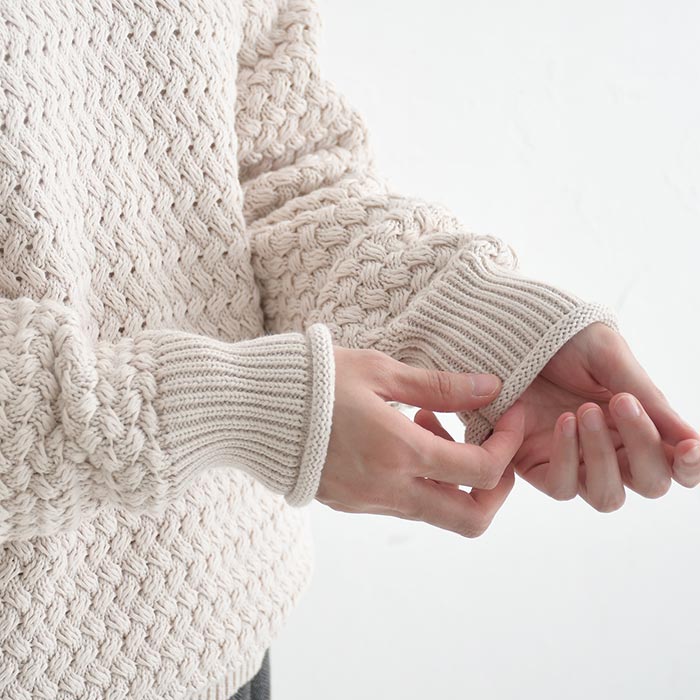 コットンニット プルオーバー 変わり編み earth_eco_loco  秋冬 冬 26AW1014, | earth_eco_loco | 09