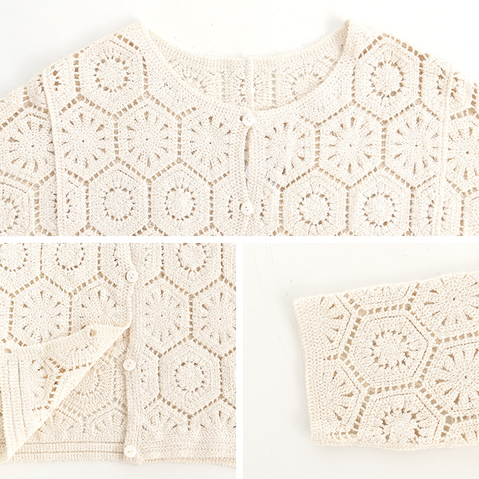 カーディガン コットンクロシェ 綿100％ earth_eco_loco  秋 冬 30代 40代 50代 26AW0904, | earth_eco_loco | 20