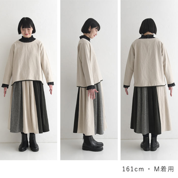 クルーネック プルオーバー レディース 起毛 ツイル 綿麻 25AW1107R, 爆買 | earth_eco_loco | 23