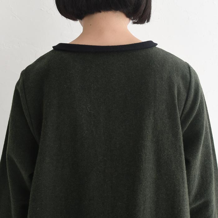 ワンピース ロング 起毛 リネンツイル チビ襟 綿 麻 25AW1107R, | earth_eco_loco | 17