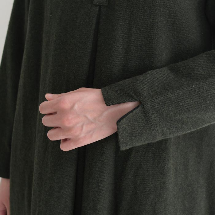 ワンピース ロング 起毛 リネンツイル チビ襟 綿 麻 25AW1107R, | earth_eco_loco | 19