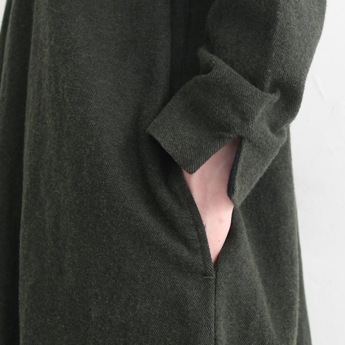 ワンピース ロング 起毛 リネンツイル チビ襟 綿 麻 25AW1107R, | earth_eco_loco | 20