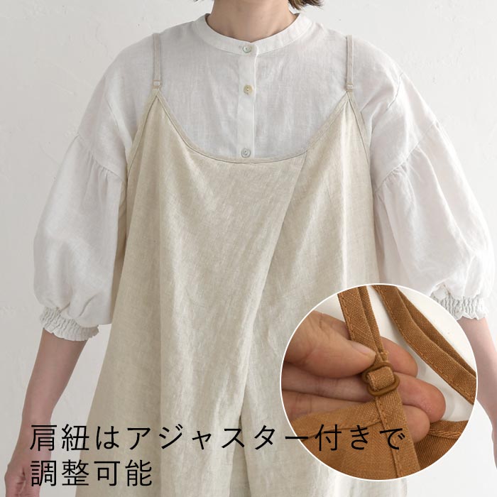 前重ねキャミワンピース 大きいサイズ レディース 肩紐調節 リネン100％ 麻 25SS0627R, | earth_eco_loco | 20