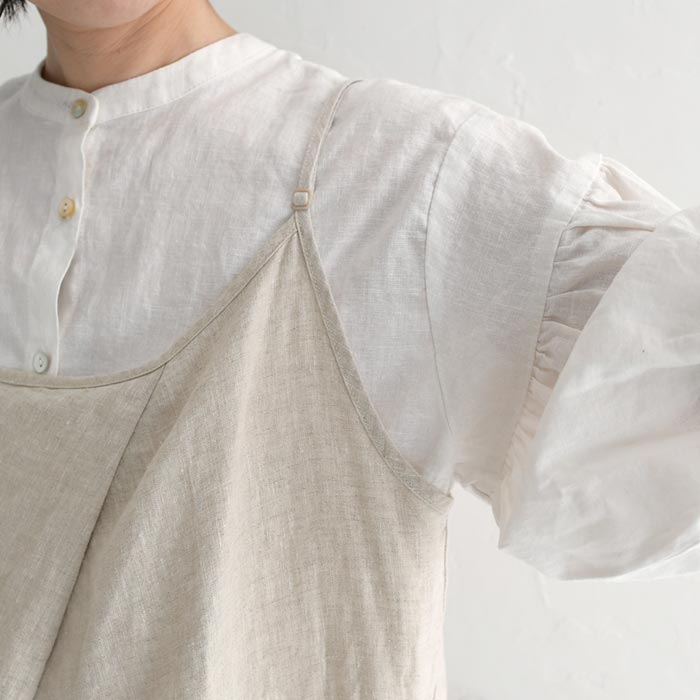 前重ねキャミワンピース 大きいサイズ レディース 肩紐調節 リネン100％ 麻 25SS0627R, | earth_eco_loco | 22
