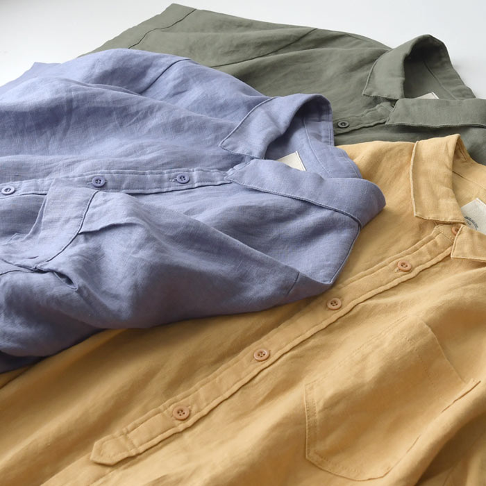 シャツワンピース 半袖 レディース リネン100％ 大きいサイズ 25SS0604R, | earth_eco_loco | 14