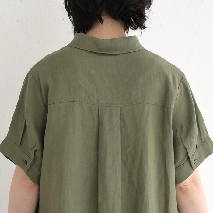 earth_eco_loco シャツワンピース 半袖 レディース リネン100