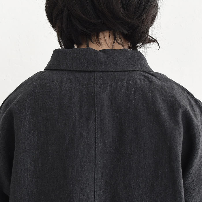 ライトアウター レディース ライトコート へちま衿 大きいサイズ 9番手ヴィンテージリネン 麻100％ フレンチリネン 25AW0822R, | earth_eco_loco | 16
