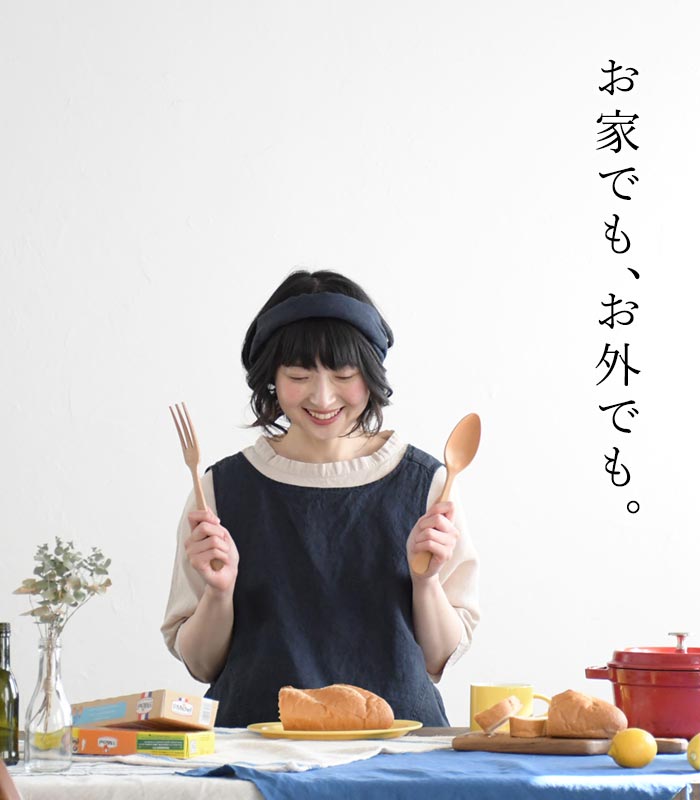 メール便送料無料 エプロン ベスト レディース 三角巾付き ヴィンテージリネン 14番手 麻100%  大きいサイズ 25SS0404R, | earth_eco_loco | 06