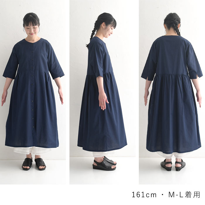 楽天市場】M〜3L 綿麻 ウェスト切替 半袖 ギャザーワンピース
