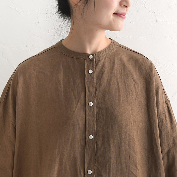 ワンピース 長袖 レディース ワイド 麻100％ リネン 前開き 大きいサイズ 25SS0304R, | earth_eco_loco | 14