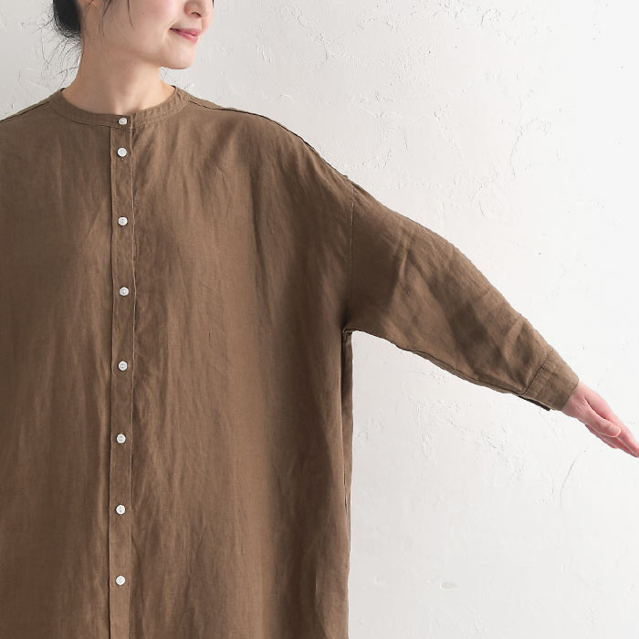 ワンピース 長袖 レディース ワイド 麻100％ リネン 前開き 大きいサイズ 25SS0304R, | earth_eco_loco | 16