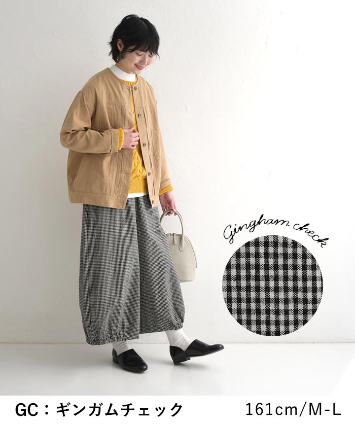 1,111円OFFクーポンあり パンツ ワイド レディース バルーン 綿麻 3種のチェック 大きいサイズ 25SS0219, | earth_eco_loco | 11