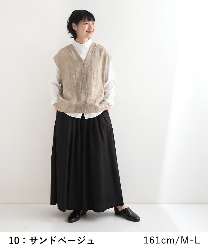 ベスト レディース ジレ 羽織り 重ね着 麻レーヨン ムラ染め 後ろタック 麻 25SS0404, | earth_eco_loco | 11
