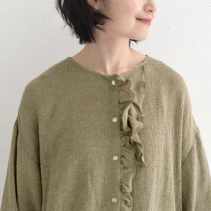 ブラウス 涼しい レディース 上品 麻レーヨン ダブルフリル ゆったり 25SS0620, | earth_eco_loco | 12