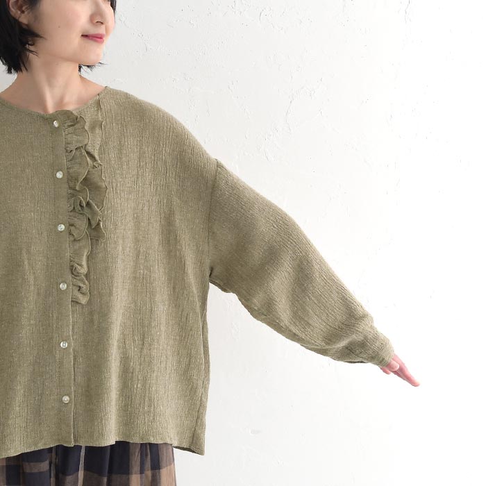 ブラウス 涼しい レディース 上品 麻レーヨン ダブルフリル ゆったり 25SS0620, | earth_eco_loco | 14