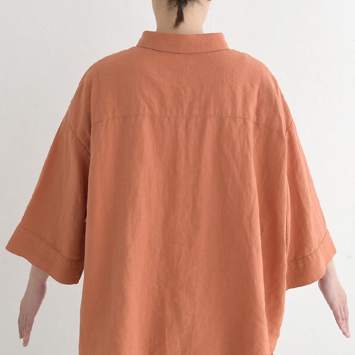 ワイドシャツ ラミー裾ドロスト earth_eco_loco 麻100% 春 夏 30代 40代 50代 26SS0410, | earth_eco_loco | 19