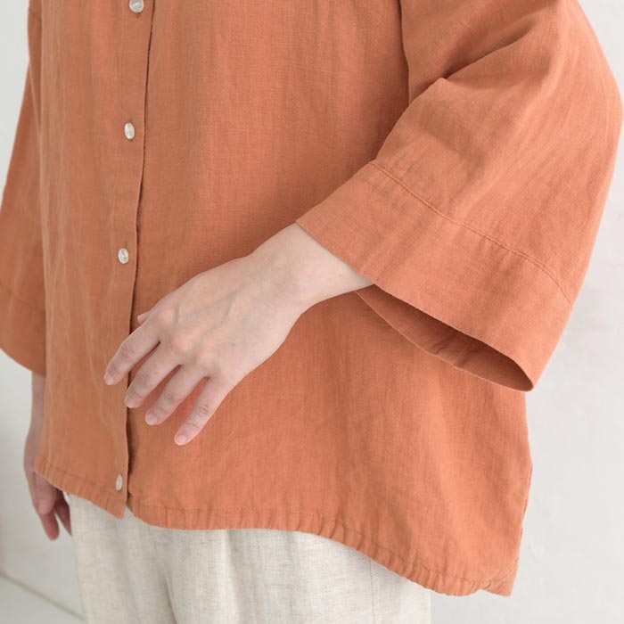 ワイドシャツ ラミー裾ドロスト earth_eco_loco 麻100% 春 夏 30代 40代 50代 26SS0410, | earth_eco_loco | 21