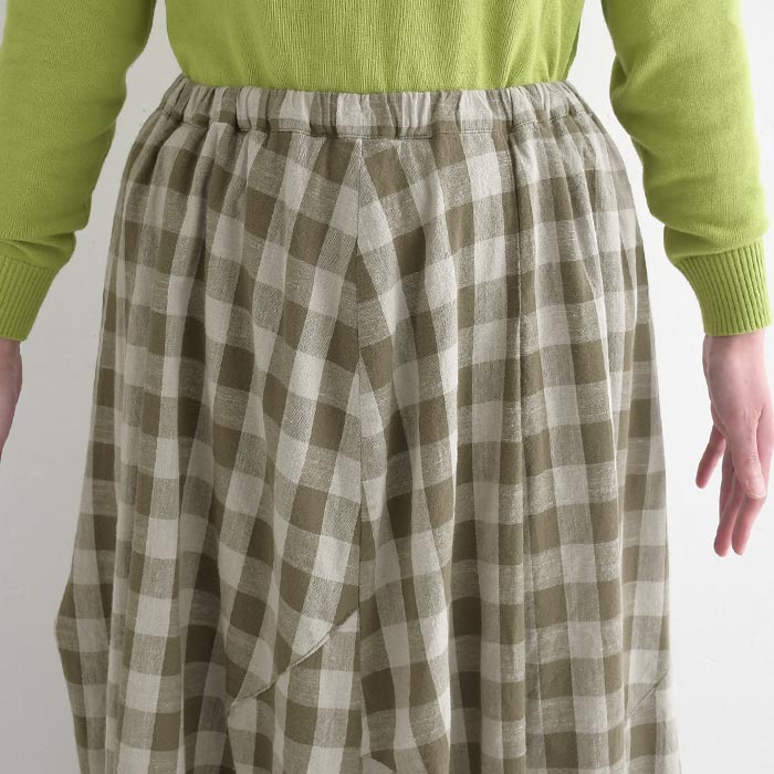 新作早割P5倍 ロングスカート レディース 綿麻 チェック 変形切替 春 夏 30代 40代 50代 26SS0219, | earth_eco_loco | 14