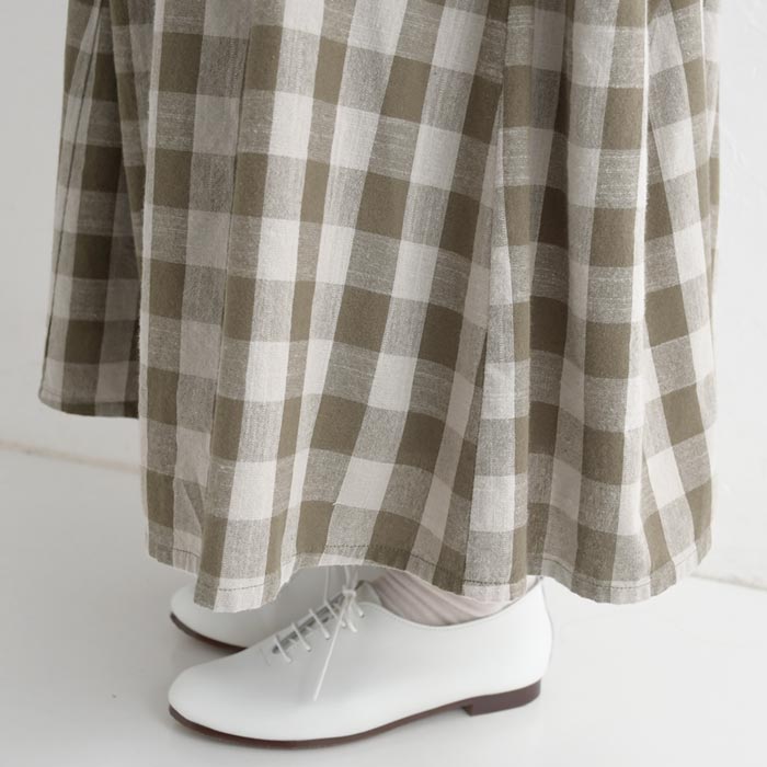 新作早割P5倍 ロングスカート レディース 綿麻 チェック 変形切替 春 夏 30代 40代 50代 26SS0219, | earth_eco_loco | 17