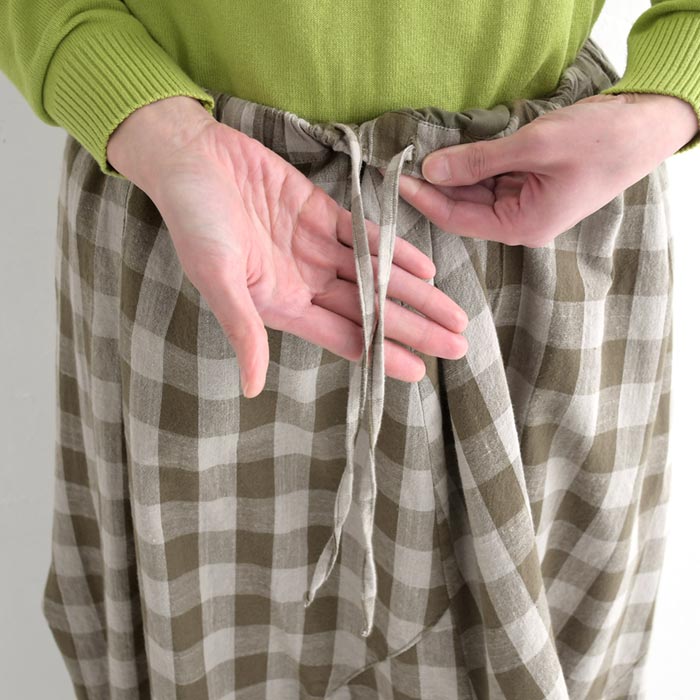 新作早割P5倍 ロングスカート レディース 綿麻 チェック 変形切替 春 夏 30代 40代 50代 26SS0219, | earth_eco_loco | 18