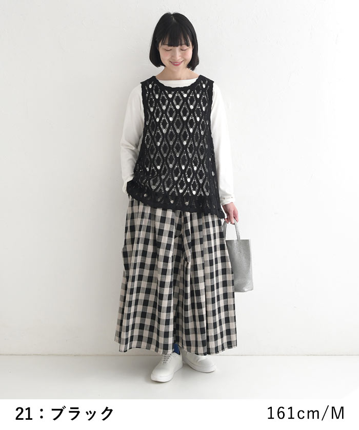 新作早割P5倍 ロングスカート レディース 綿麻 チェック 変形切替 春 夏 30代 40代 50代 26SS0219, | earth_eco_loco | 10