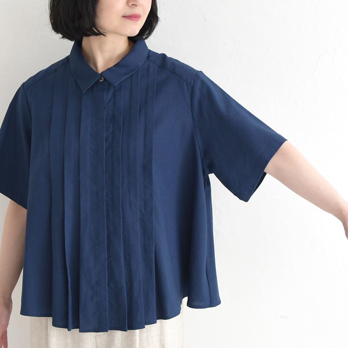 半袖ブラウスリネンコットン フロントタック 綿麻  レディース 春 夏 30代 40代 50代 26SS0417, | earth_eco_loco | 18