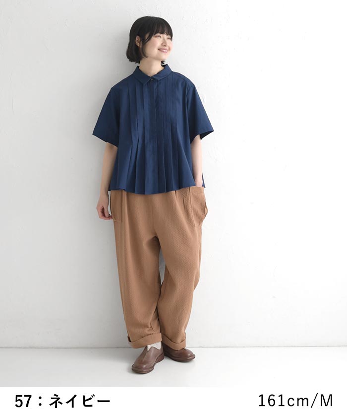 半袖ブラウスリネンコットン フロントタック 綿麻  レディース 春 夏 30代 40代 50代 26SS0417, | earth_eco_loco | 05