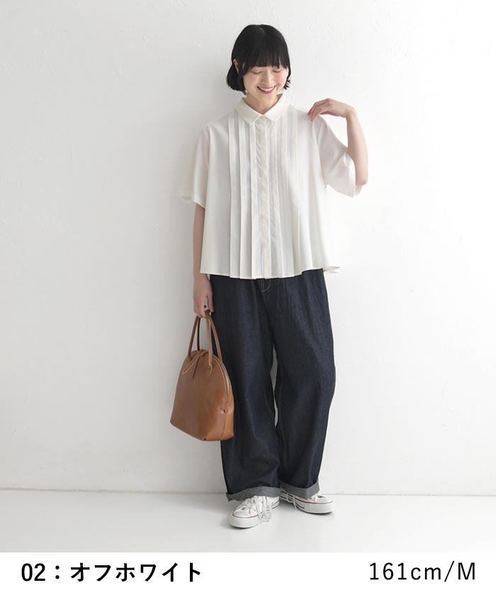 半袖ブラウスリネンコットン フロントタック 綿麻  レディース 春 夏 30代 40代 50代 26SS0417, | earth_eco_loco | 10