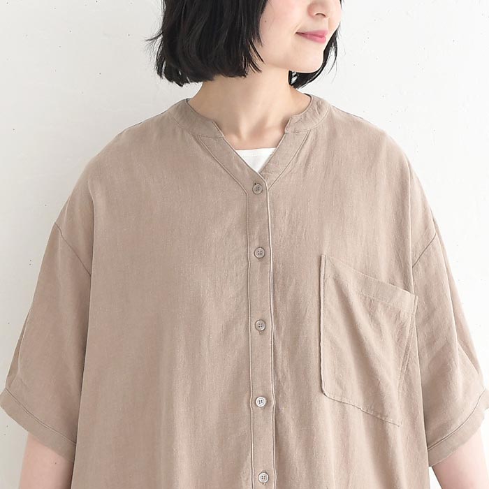 クーポンあり スキッパーワンピース 麻リヨセル 五分袖 earth_eco_loco 春 夏 30代 40代 50代 26SS0327, | earth_eco_loco | 17