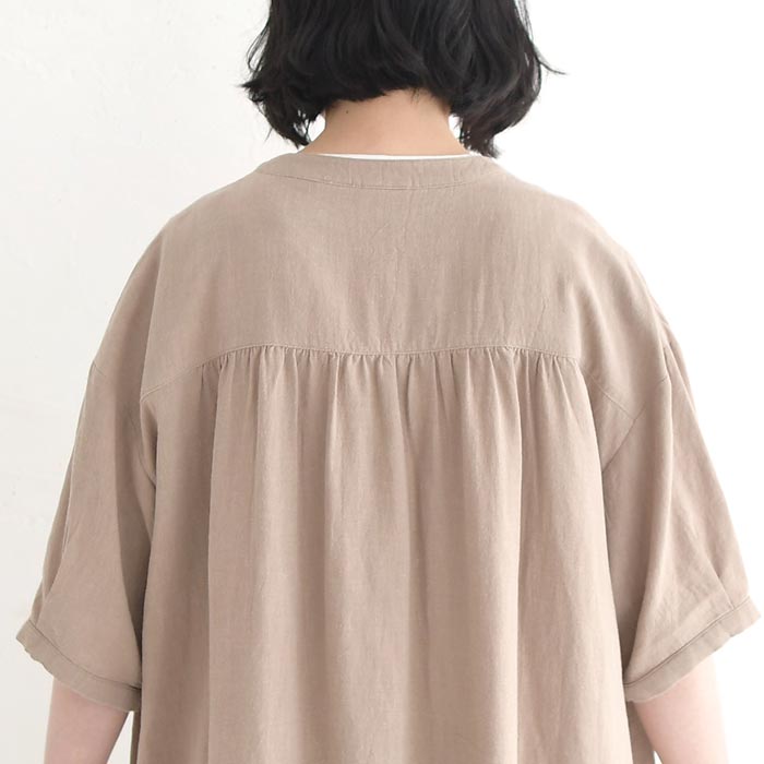 クーポンあり スキッパーワンピース 麻リヨセル 五分袖 earth_eco_loco 春 夏 30代 40代 50代 26SS0327, | earth_eco_loco | 18