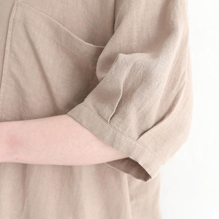 クーポンあり スキッパーワンピース 麻リヨセル 五分袖 earth_eco_loco 春 夏 30代 40代 50代 26SS0327, | earth_eco_loco | 20