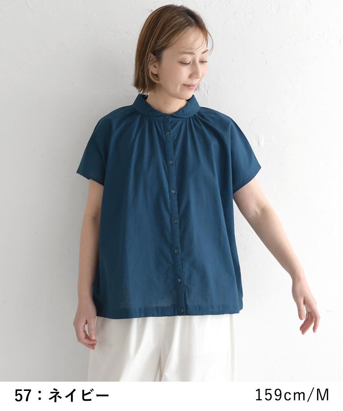 ブラウス 綿麻 リネンコットン 丸襟 裾絞り earth_eco_loco 春 夏 30代 40代 50代 26SS0501, | earth_eco_loco | 16