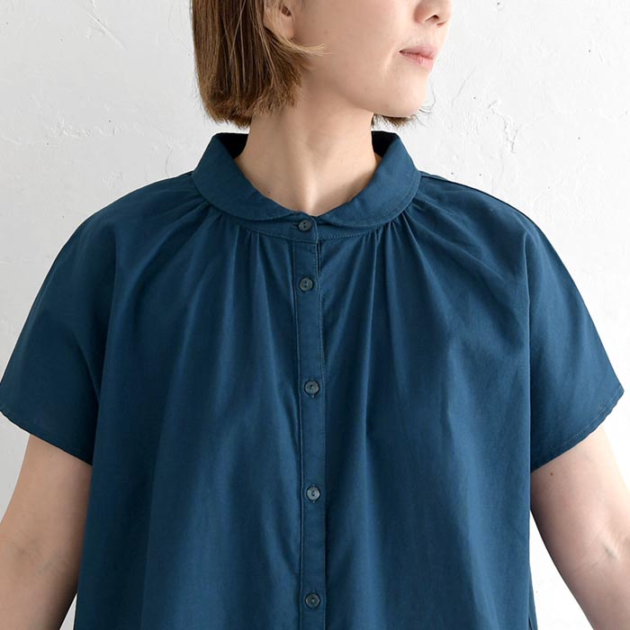 ブラウス 綿麻 リネンコットン 丸襟 裾絞り earth_eco_loco 春 夏 30代 40代 50代 26SS0501, | earth_eco_loco | 19