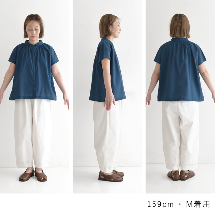 ブラウス 綿麻 リネンコットン 丸襟 裾絞り earth_eco_loco 春 夏 30代 40代 50代 26SS0501, | earth_eco_loco | 23