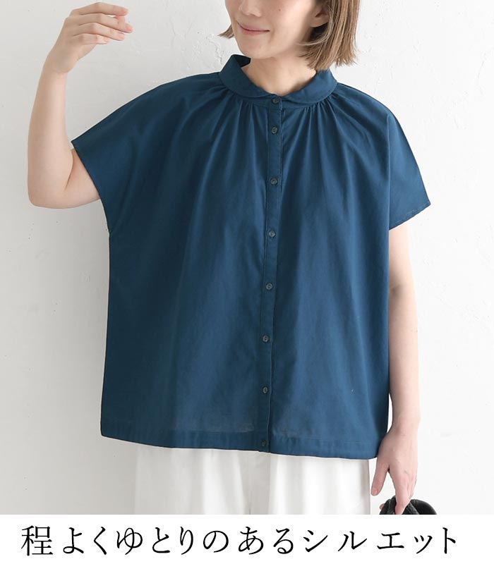 ブラウス 綿麻 リネンコットン 丸襟 裾絞り earth_eco_loco 春 夏 30代 40代 50代 26SS0501, | earth_eco_loco | 11