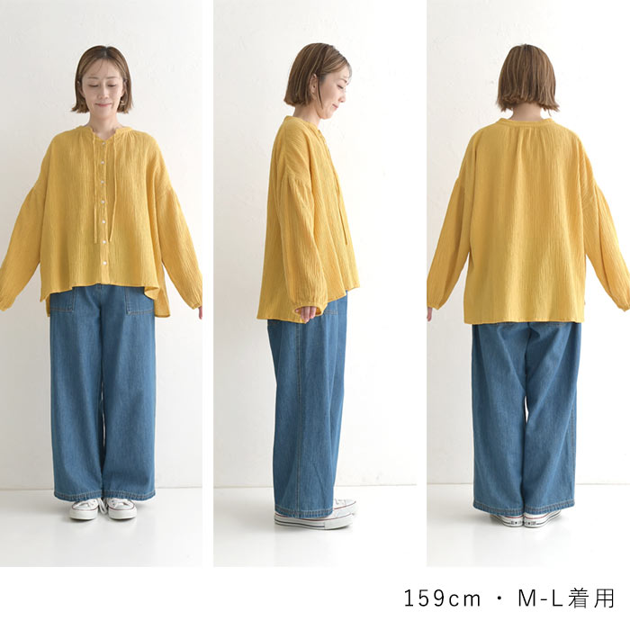 ブラウス 綿麻 リボン earth_eco_loco 春 夏 30代 40代 50代 26SS0403, | earth_eco_loco | 23