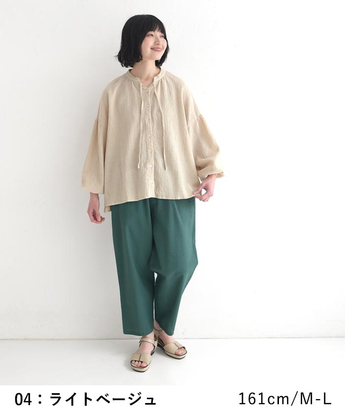 ブラウス 綿麻 リボン earth_eco_loco 春 夏 30代 40代 50代 26SS0403, | earth_eco_loco | 06