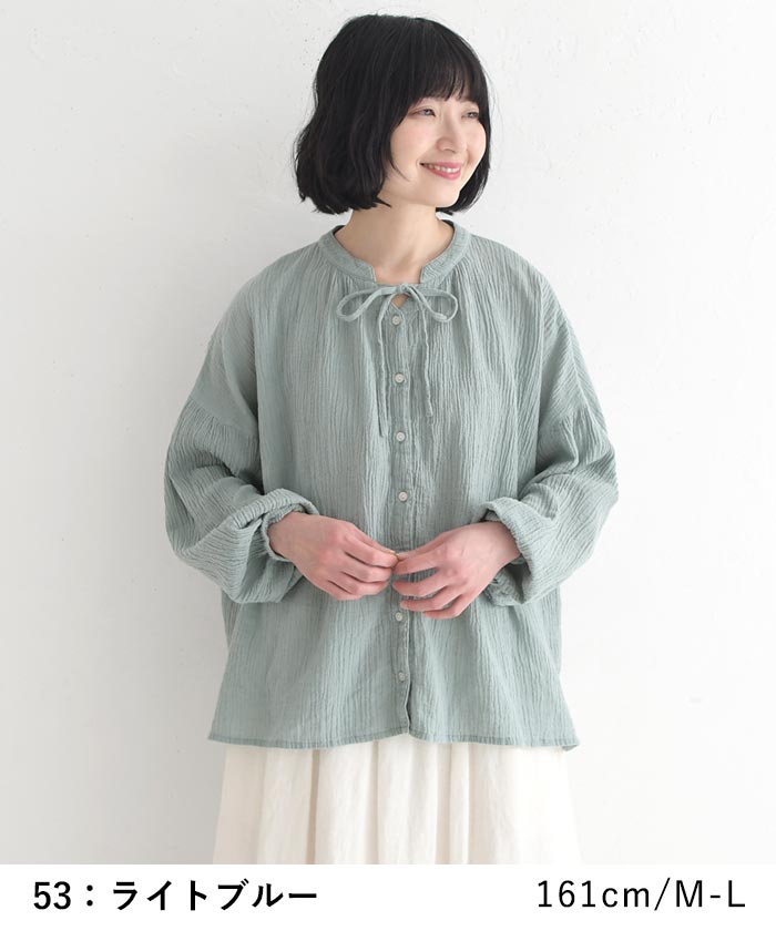 ブラウス 綿麻 リボン earth_eco_loco 春 夏 30代 40代 50代 26SS0403, | earth_eco_loco | 09