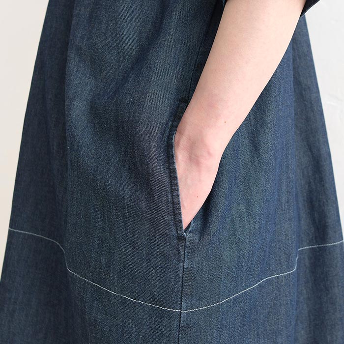 シャツワンピース 綿麻デニム ステッチ使い ワイド earth_eco_loco 春 夏 30代 40代 50代 26SS0508, | earth_eco_loco | 19