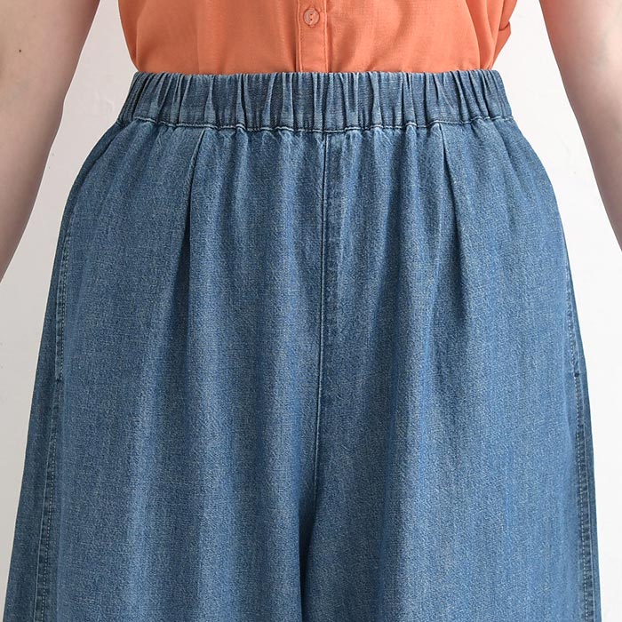 フレアパンツ 綿麻デニム ステッチ使い ワイドパンツ earth_eco_loco 春 夏 30代 40代 50代 26SS0508, | earth_eco_loco | 16