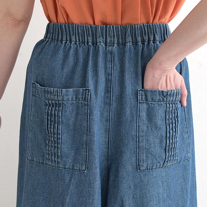 フレアパンツ 綿麻デニム ステッチ使い ワイドパンツ earth_eco_loco 春 夏 30代 40代 50代 26SS0508, | earth_eco_loco | 17