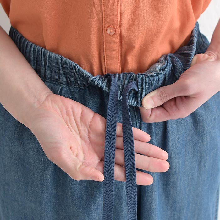 フレアパンツ 綿麻デニム ステッチ使い ワイドパンツ earth_eco_loco 春 夏 30代 40代 50代 26SS0508, | earth_eco_loco | 20